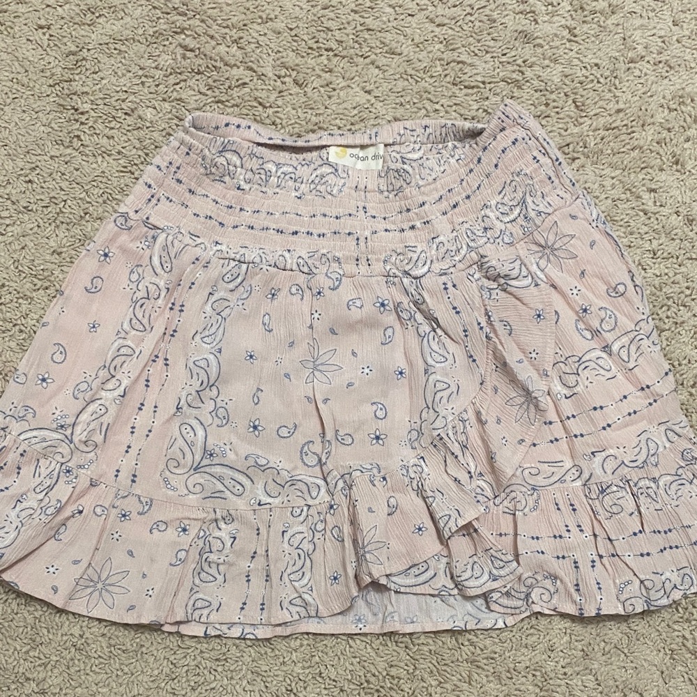 Ocean Drive Pink Mini Skirt with Blue Paisley